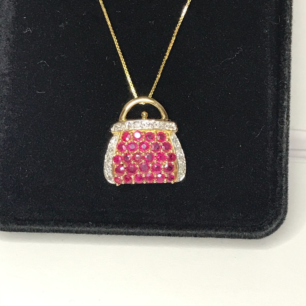 ❌SOLD❌ 14k Ruby & Diamond PURSE Necklace - Picture 10 of 17